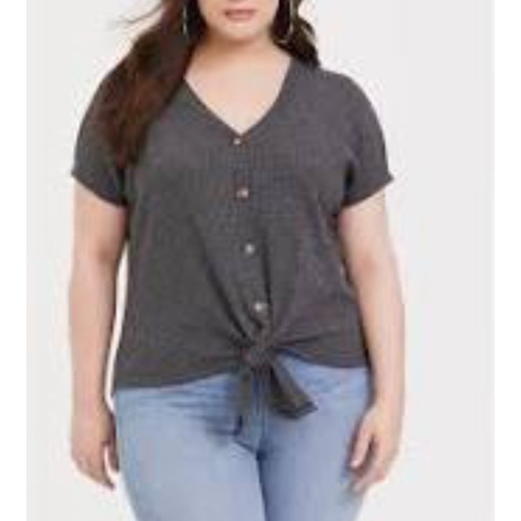 torrid Tops - Torrid gray waffle knit sweater tee shirt